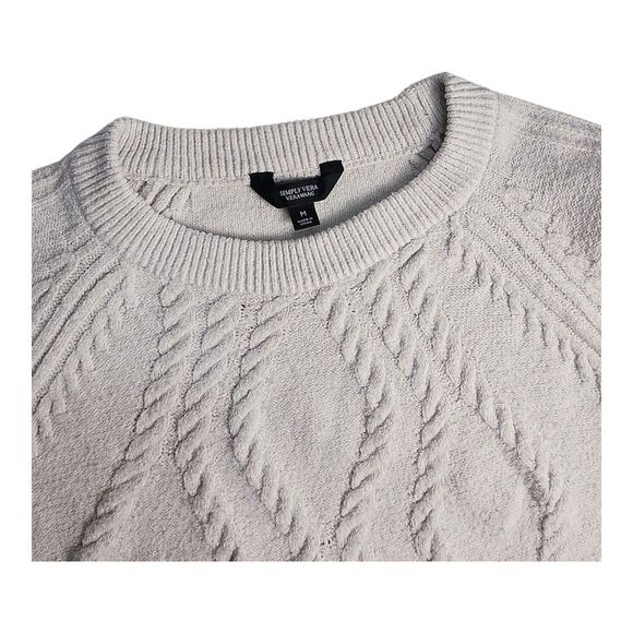 Simply VERA Sweater Women's Medium Gray Ribbed Pullover Designer Cozy Warm - Picture 6 of 7